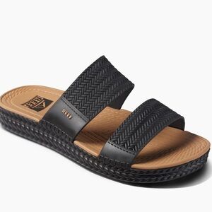 Reef Women's Black and Tan Water Vista Slide Sandals